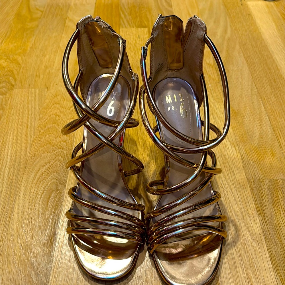 Mix No. 6 Rose Gold Metallic Strappy Heels